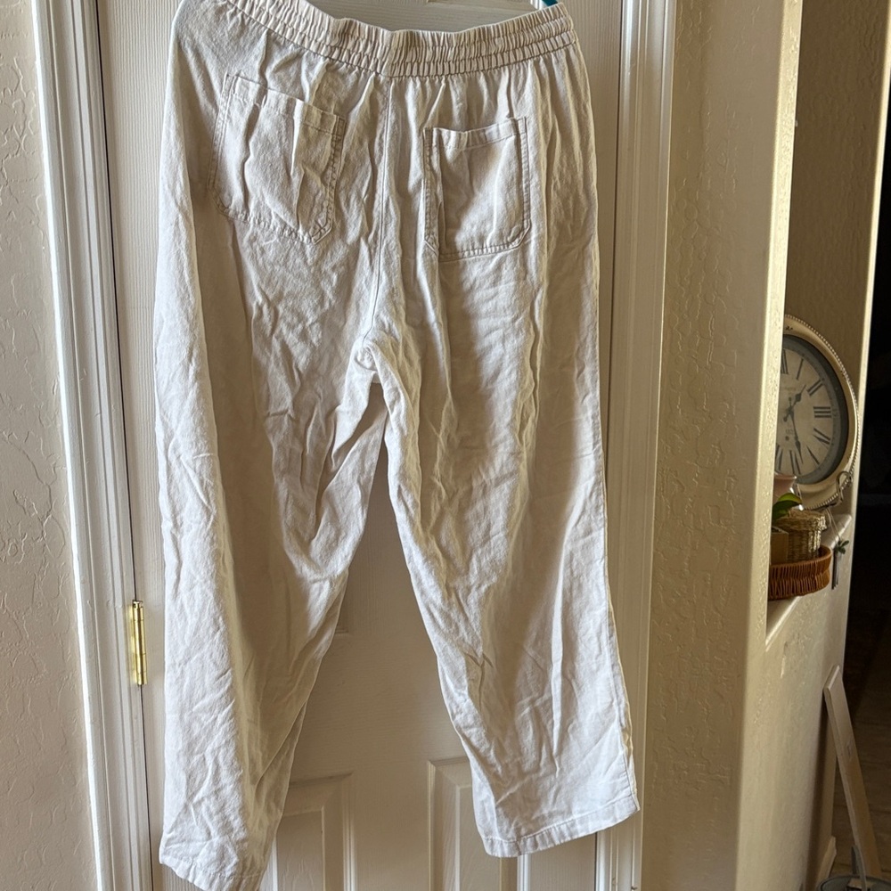 Old Navy Cream Wide Leg Pants linen material - Picture 6 of 8